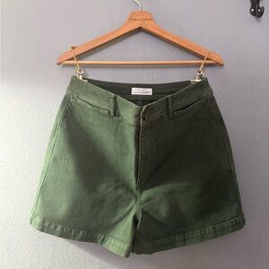 LOFT Olive Green High-Rise Cotton Twill Shorts